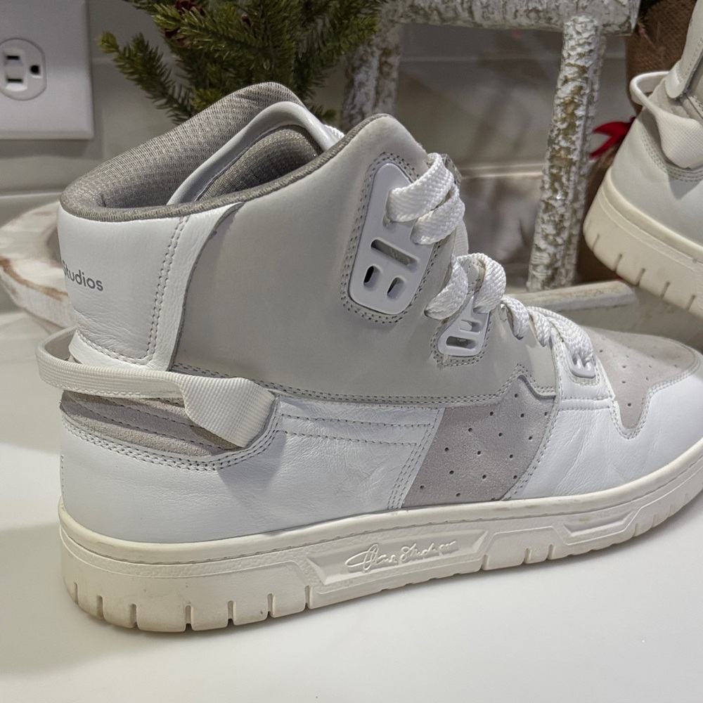Acne White and Gray High-Top Sneakers - Picture 2 of 11
